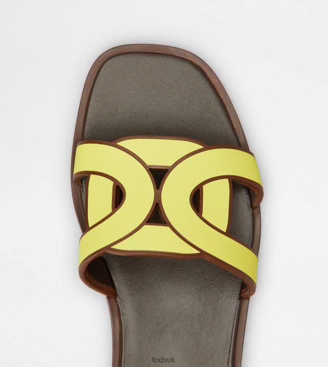 Tod's Women Sandals in Leather 602L84213 Yellow