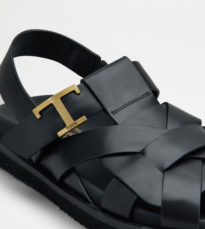 Tod's Women T Timeless Sandals in Leather 602L84209 Black