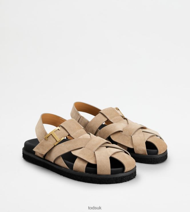 Tod's Women T Timeless Sandals in Suede 602L84211 Brown