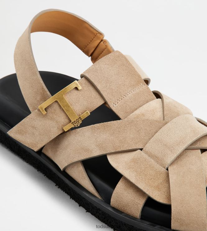 Tod's Women T Timeless Sandals in Suede 602L84211 Brown