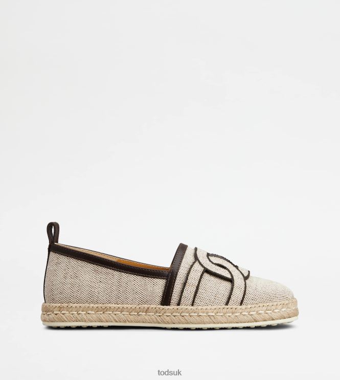 Tod's Women Kate Slip-Ons in Canvas and Leather 602L84200 Brown