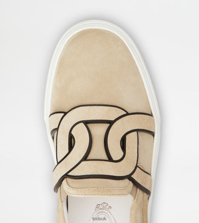 Tod's Women Kate Slip-Ons in Suede 602L84151 Beige