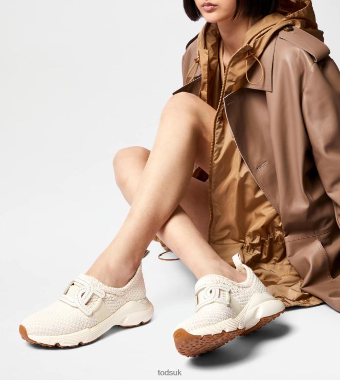 Tod's Women Slip-On Sneakers in Fabric 602L84119 Off White