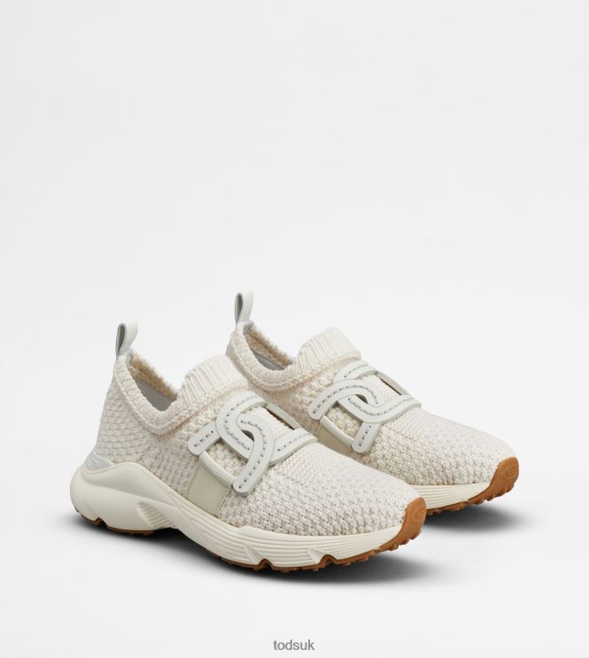 Tod's Women Slip-On Sneakers in Fabric 602L84119 Off White