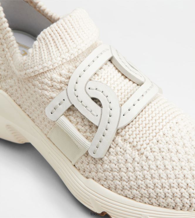 Tod's Women Slip-On Sneakers in Fabric 602L84119 Off White