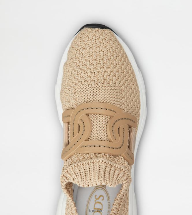 Tod's Women Slip-On Sneakers in Fabric 602L84121 Beige