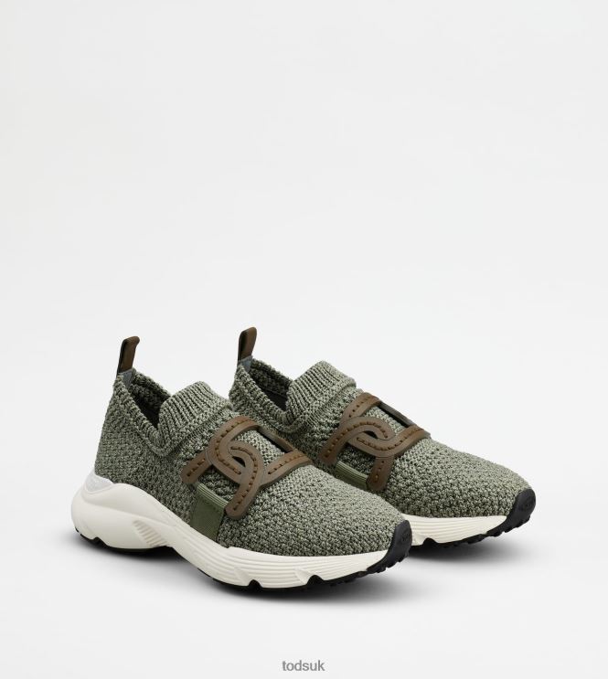Tod's Women Slip-On Sneakers in Fabric 602L84123 Green