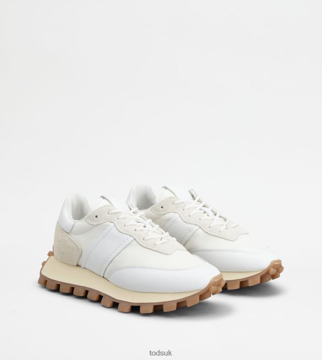 Tod's Women Sneakers 1T in Leather and Fabric 602L84130 White