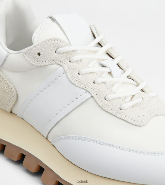 Tod's Women Sneakers 1T in Leather and Fabric 602L84130 White