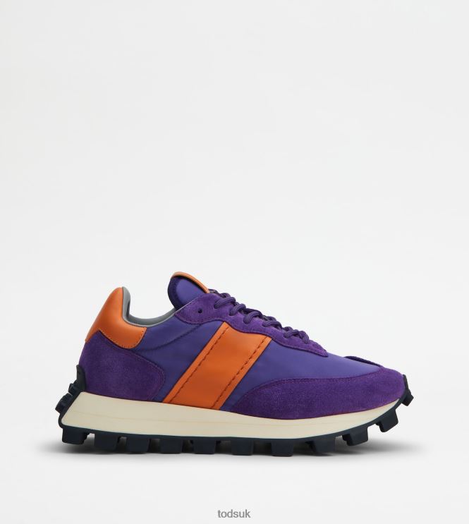 Tod's Women Sneakers 1T in Suede and Fabric 602L84133 Violet