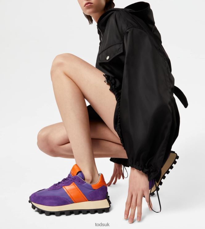 Tod's Women Sneakers 1T in Suede and Fabric 602L84133 Violet
