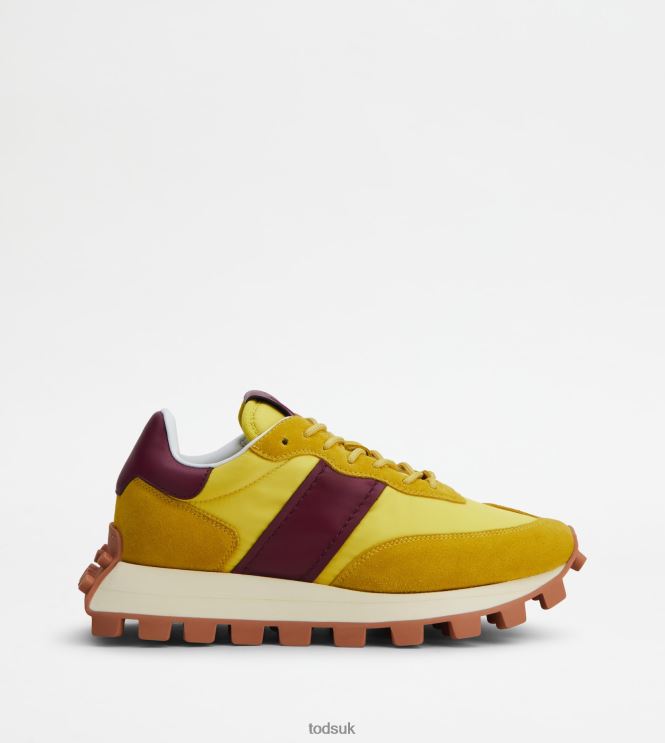 Tod's Women Sneakers 1T in Suede and Fabric 602L84135 Yellow