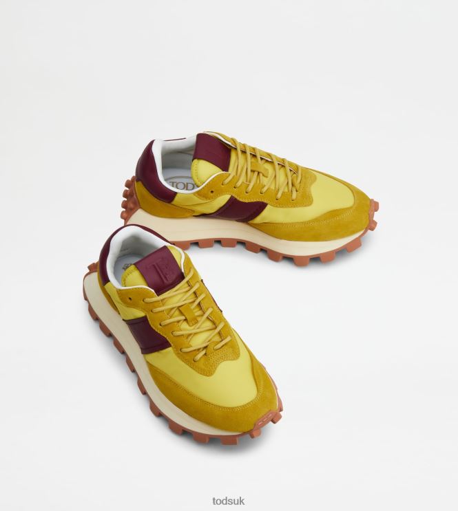 Tod's Women Sneakers 1T in Suede and Fabric 602L84135 Yellow
