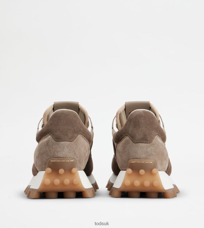 Tod's Women Sneakers 1T in Suede and Fabric 602L84136 Brown/Beige