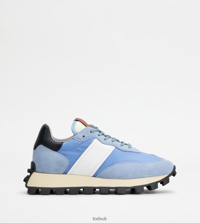 Tod's Women Sneakers 1T in Suede and Fabric 602L84147 Light Blue