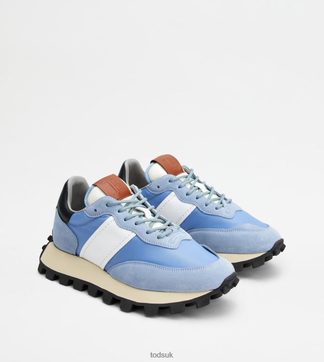 Tod's Women Sneakers 1T in Suede and Fabric 602L84147 Light Blue