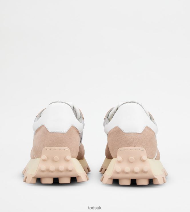 Tod's Women Sneakers 1T in Suede and Fabric 602L84148 Grey/White/Beige