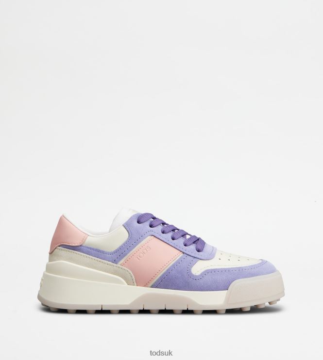 Tod's Women Sneakers in Suede and Smooth Leather 602L84145 Violet/Pink/Off White