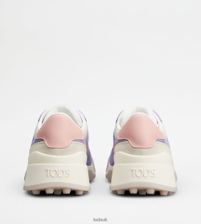 Tod's Women Sneakers in Suede and Smooth Leather 602L84145 Violet/Pink/Off White