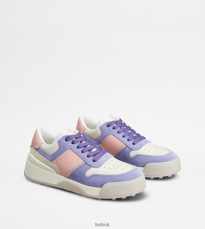 Tod's Women Sneakers in Suede and Smooth Leather 602L84145 Violet/Pink/Off White