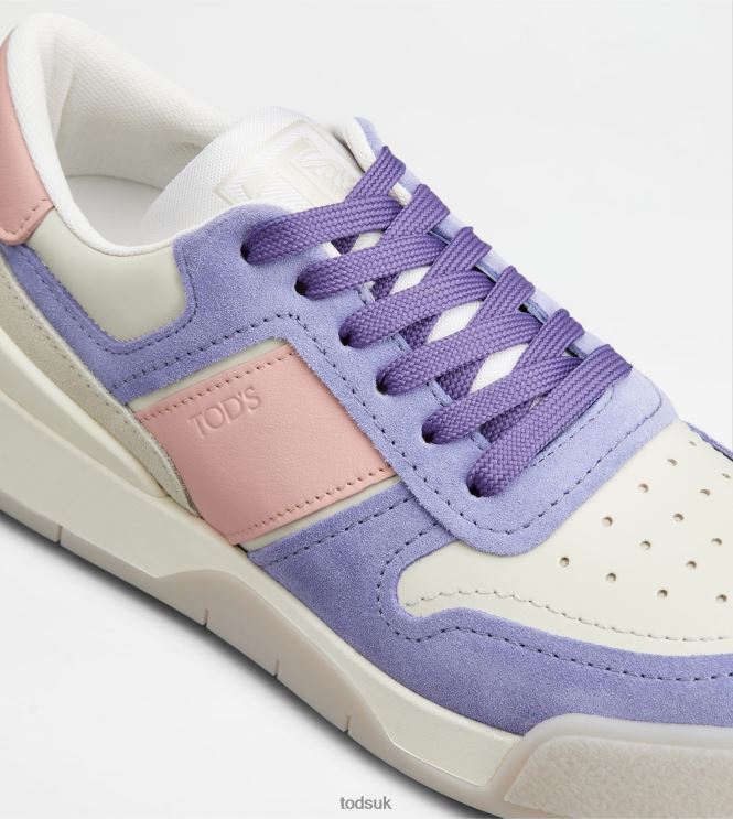 Tod's Women Sneakers in Suede and Smooth Leather 602L84145 Violet/Pink/Off White