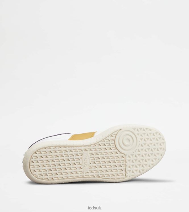 Tod's Women Tabs Sneakers in Smooth Leather and Suede 602L84141 White/Yellow/Violet