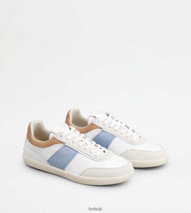 Tod's Women Tabs Sneakers in Suede 602L84138 Light Blue/White/Beige