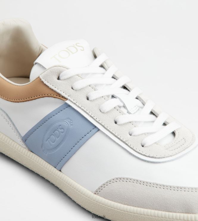 Tod's Women Tabs Sneakers in Suede 602L84138 Light Blue/White/Beige