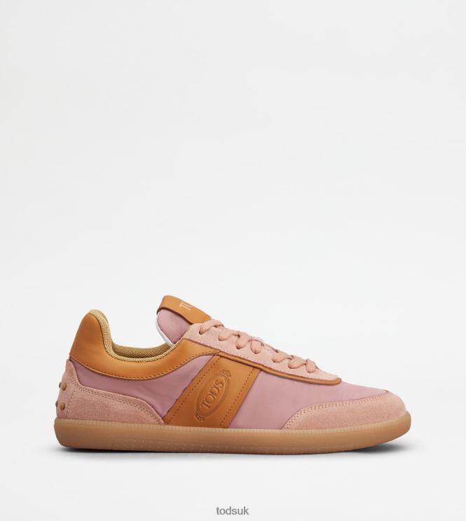 Tod's Women Tabs Sneakers in Suede and Fabric 602L84140 Orange/Pink