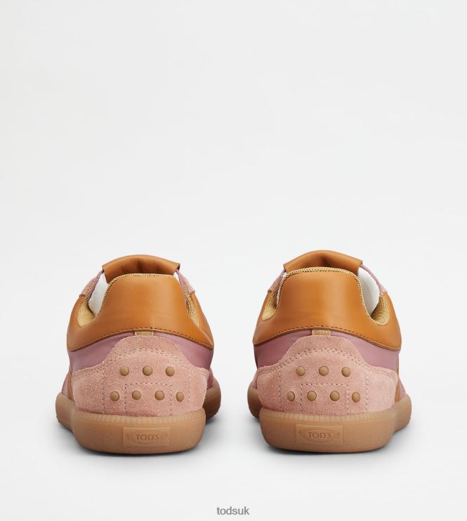 Tod's Women Tabs Sneakers in Suede and Fabric 602L84140 Orange/Pink