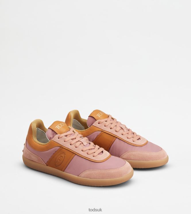Tod's Women Tabs Sneakers in Suede and Fabric 602L84140 Orange/Pink