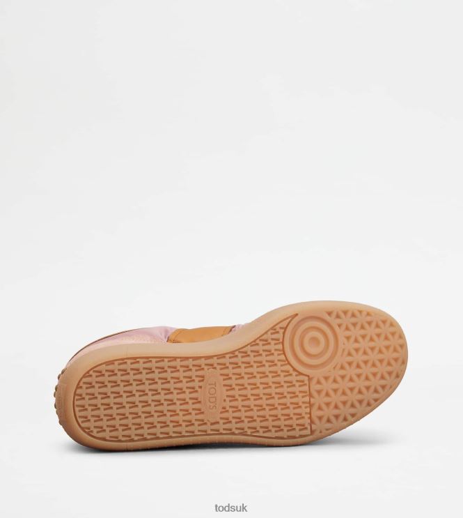 Tod's Women Tabs Sneakers in Suede and Fabric 602L84140 Orange/Pink