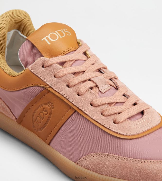 Tod's Women Tabs Sneakers in Suede and Fabric 602L84140 Orange/Pink